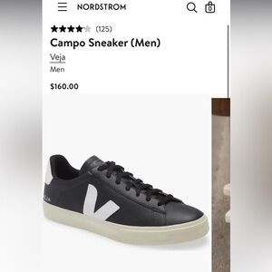 Men’s black veja sneakers, size 11.5